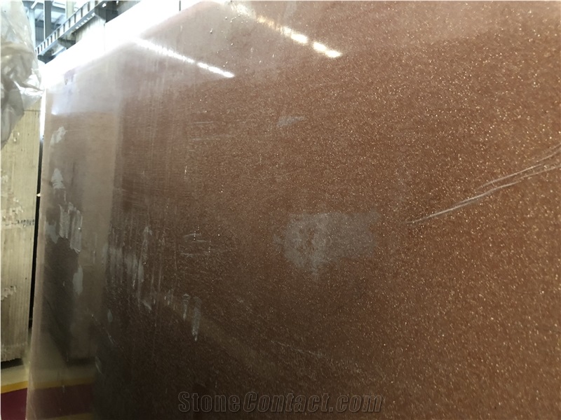 Inorganic Cement Red Terrazzo Polished Slabs